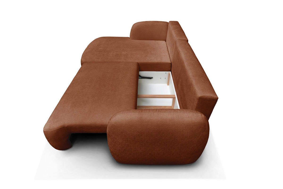 ECKSOFA VELU Terracotta Chenille  - Terracotta/Schwarz, Design, Textil (175cm) - MID.YOU