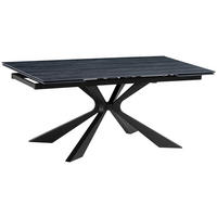 ESSTISCH 180-260/90/76 cm  Metall, Stein ausziehbar rechteckig Schwarz  - Schwarz, MODERN, Stein/Metall (180-260/90/76cm) - P & B