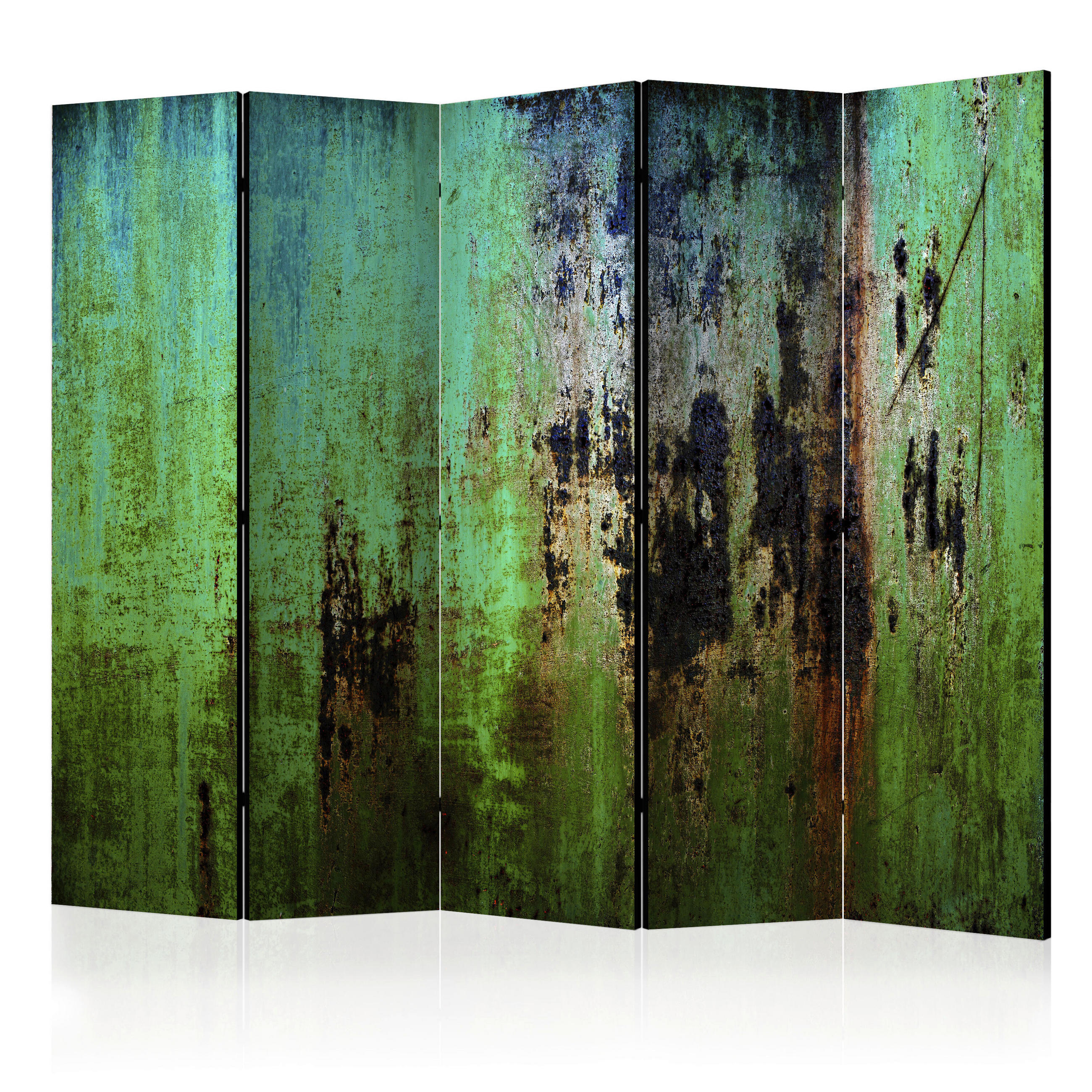 PARAVENT mit 5  Flügel - Schwarz/Grün, Basics, Holz/Kunststoff (225cm) - artgeist