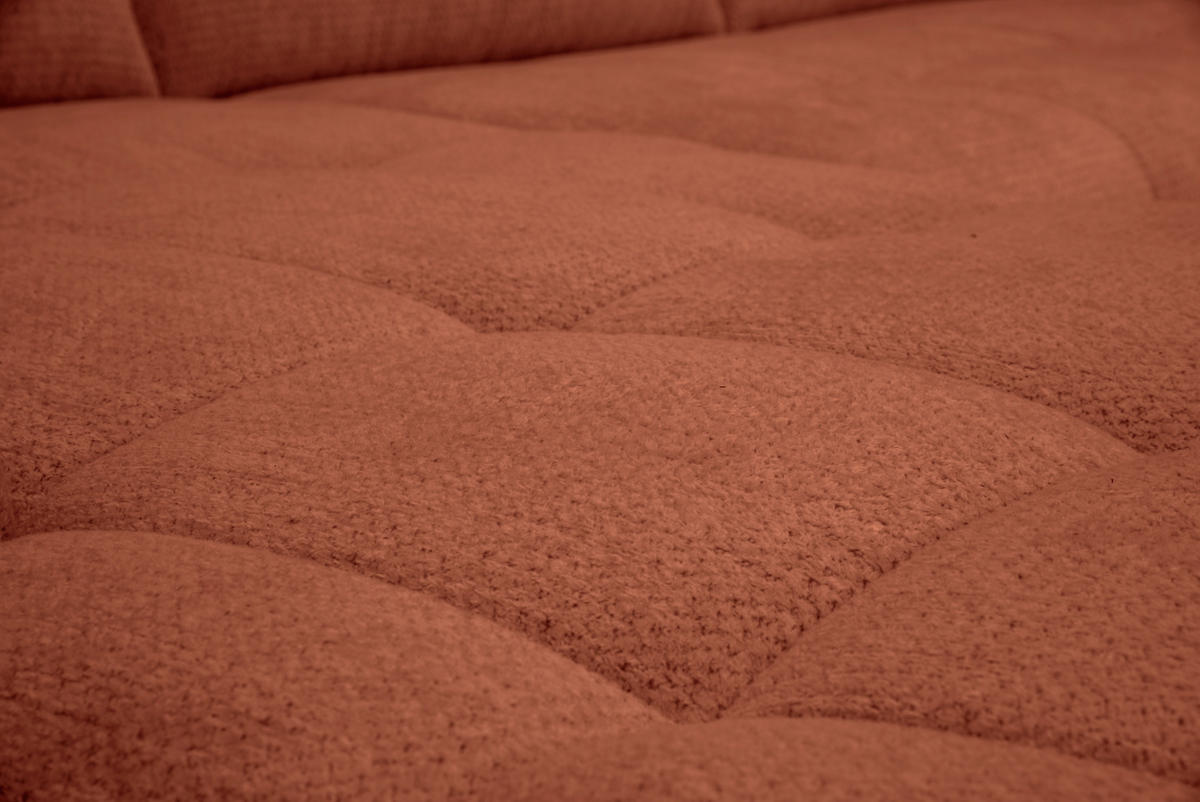 ECKSOFA Rostfarben Chenille Armlehnenkissen, Rücken echt, Sitztiefenverstellung  - Rostfarben/Schwarz, KONVENTIONELL, Textil/Metall (215/313cm) - Hom`in