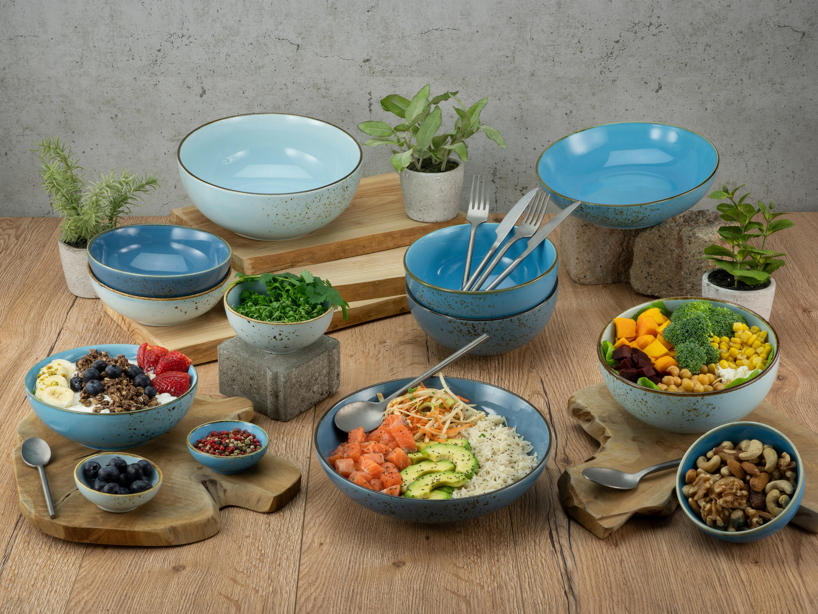 DIPSCHALENSET Keramik Steinzeug  - Hellblau, Trend, Keramik (8cm) - Creatable