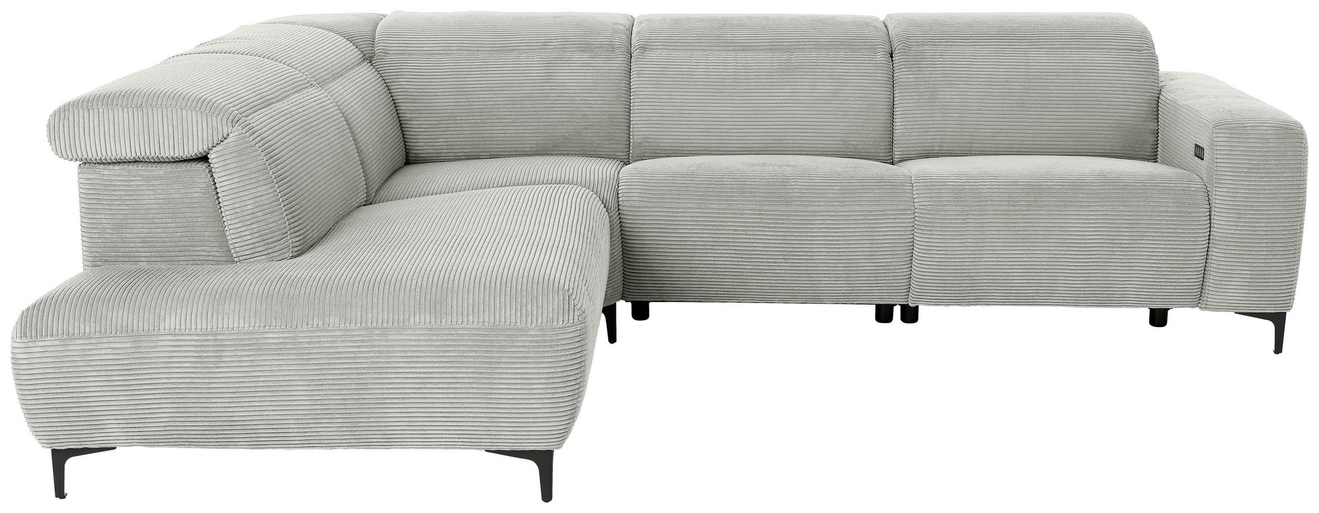 ECKSOFA in Cord Hellgrau  223/290 cm  - Hellgrau/Schwarz, Design, Textil (223/290cm) - Pure Home Lifestyle