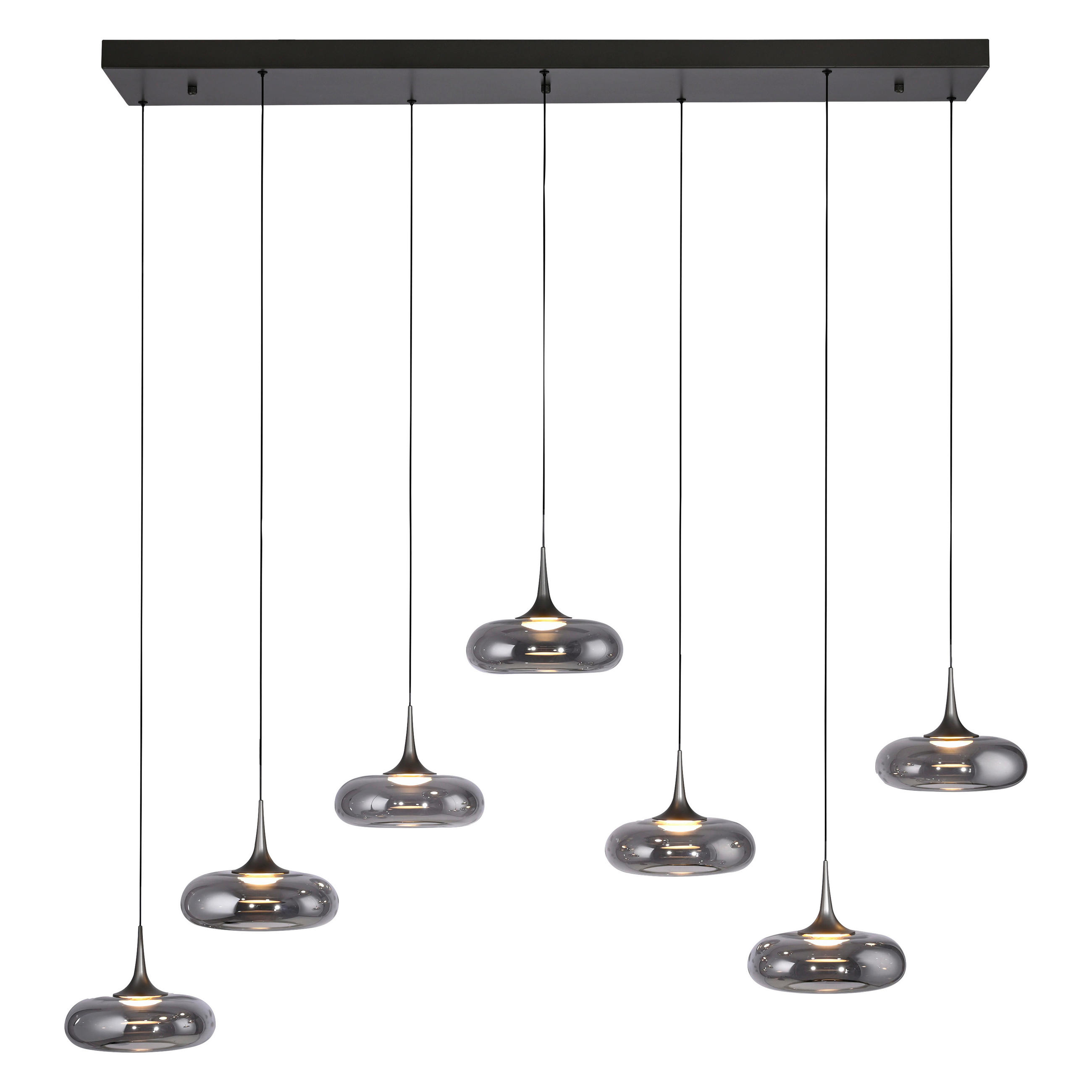 LED-PENDELLEUCHTE SW POSH 140/42/200 cm   - Grau, Design, Glas/Kunststoff (140/42/200cm) - Schöner Wohnen