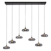 LED-PENDELLEUCHTE SW POSH 140/42/200 cm   - Grau, Design, Glas/Kunststoff (140/42/200cm) - Schöner Wohnen