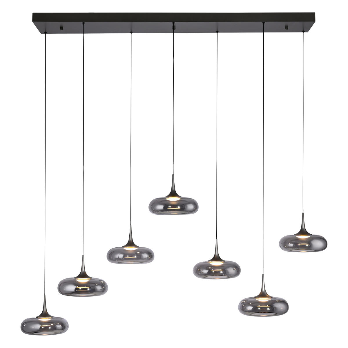 LED-PENDELLEUCHTE SW POSH 140/42/200 cm   - Grau, Design, Glas/Kunststoff (140/42/200cm) - Schöner Wohnen