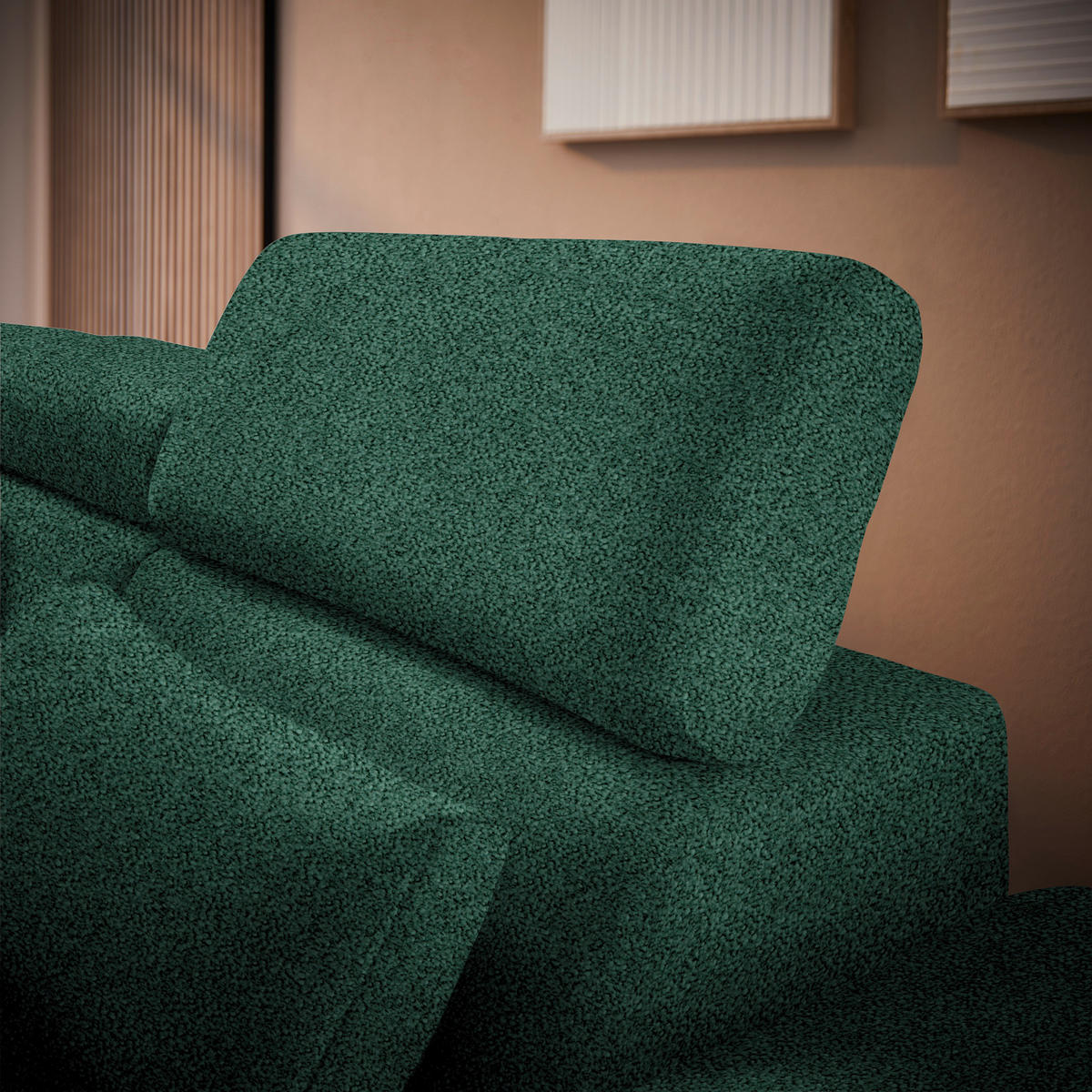 ECKSOFA in Velours Grün  264/299 cm  - Schwarz/Grün, Design, Textil/Metall (264/299cm) - Novel