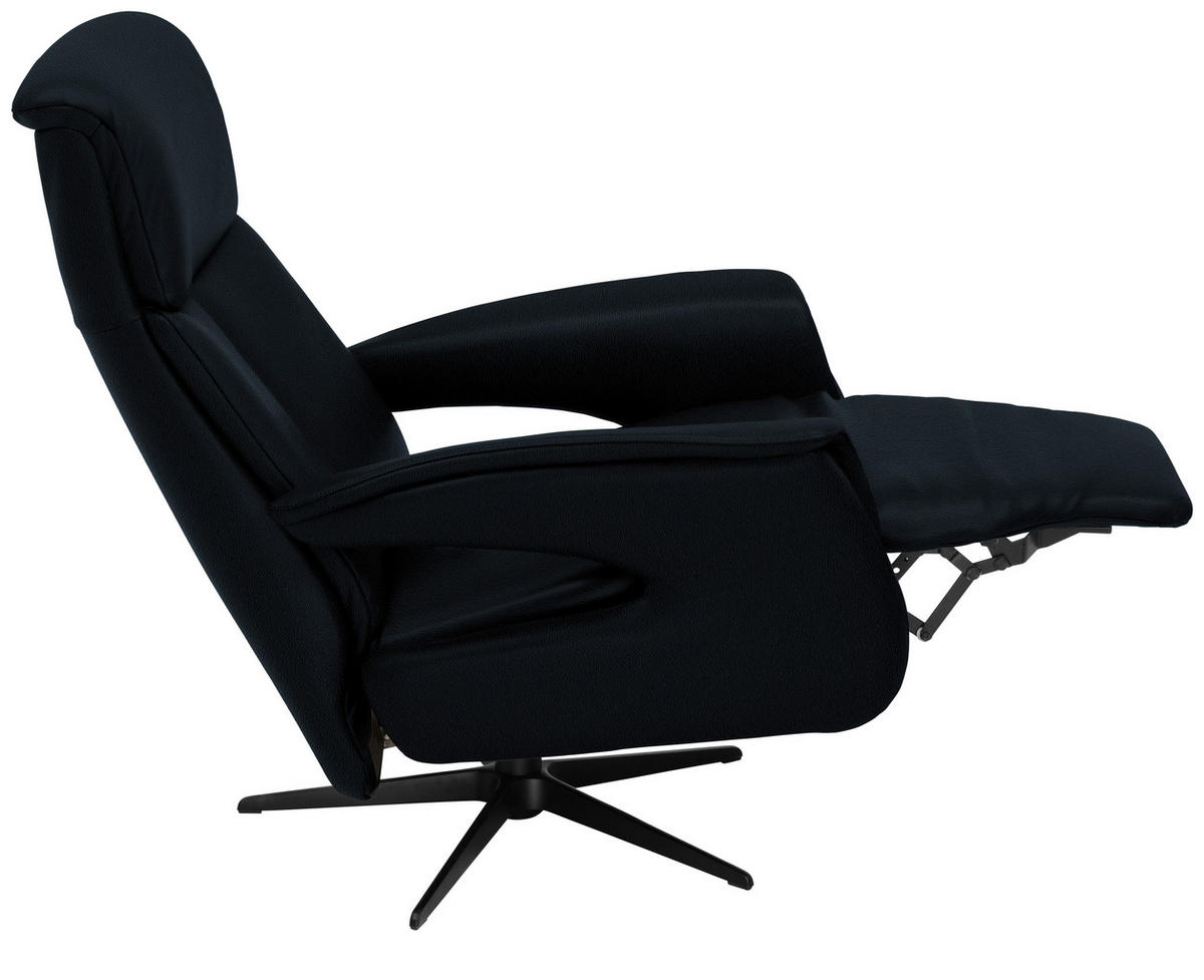 RELAXSESSEL in Leder Schwarz  - Schwarz, Design, Leder/Metall (78/106/88cm) - Welnova
