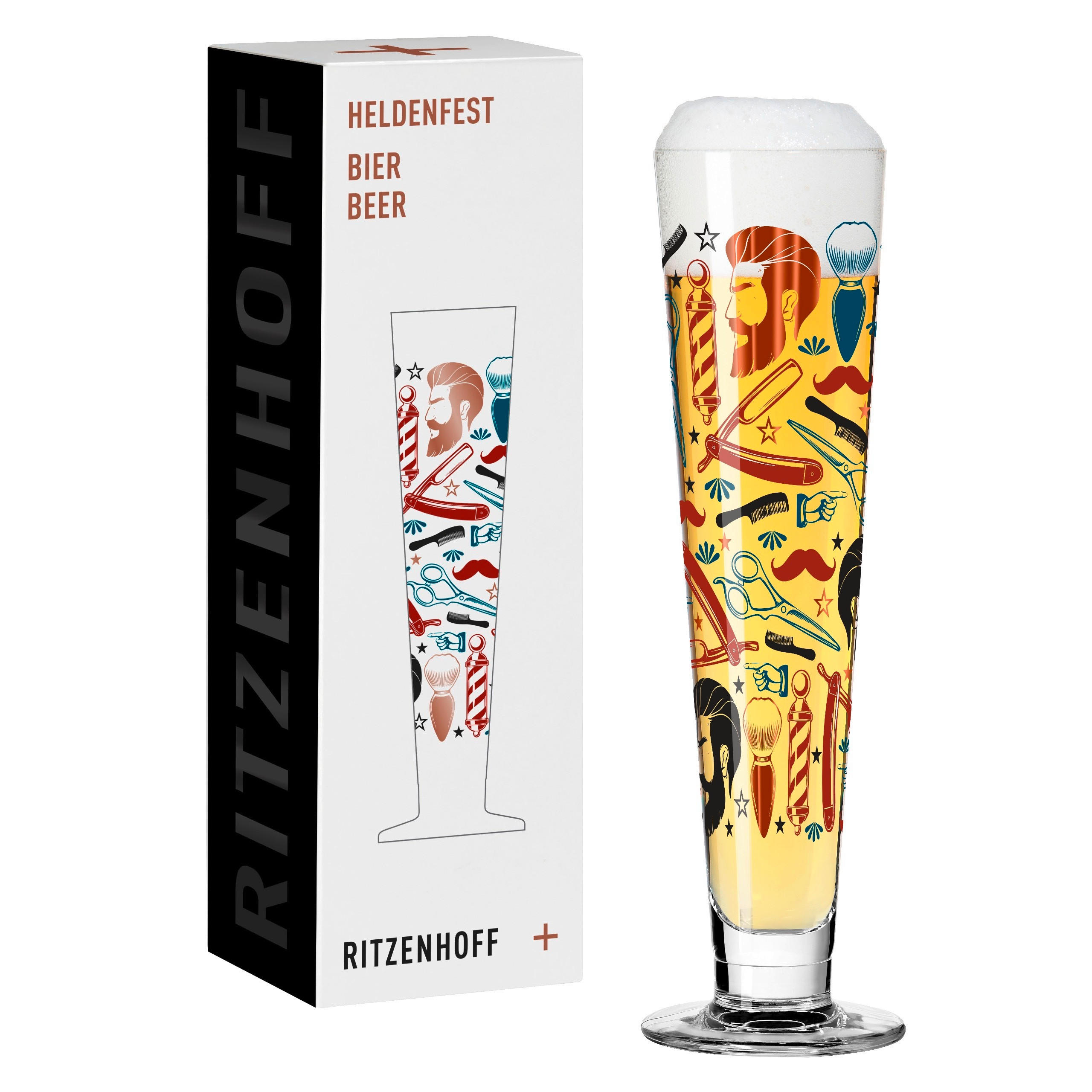 BIERGLAS 385 ml  - Blau/Rot, LIFESTYLE, Glas (7,5/7,5/24,9cm) - Ritzenhoff