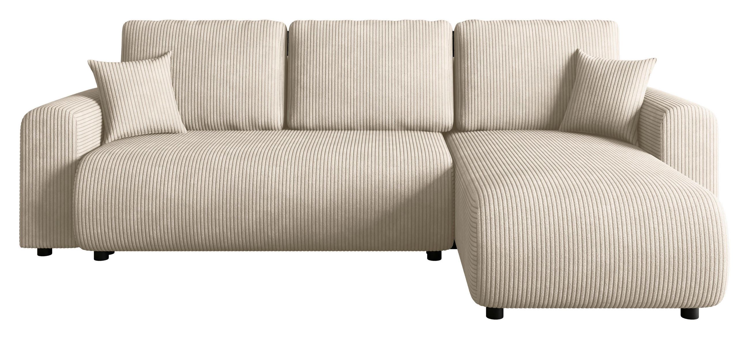 ECKSOFA  in Cord Creme  - Creme/Schwarz, KONVENTIONELL, Kunststoff/Textil (246/152cm) - Xora
