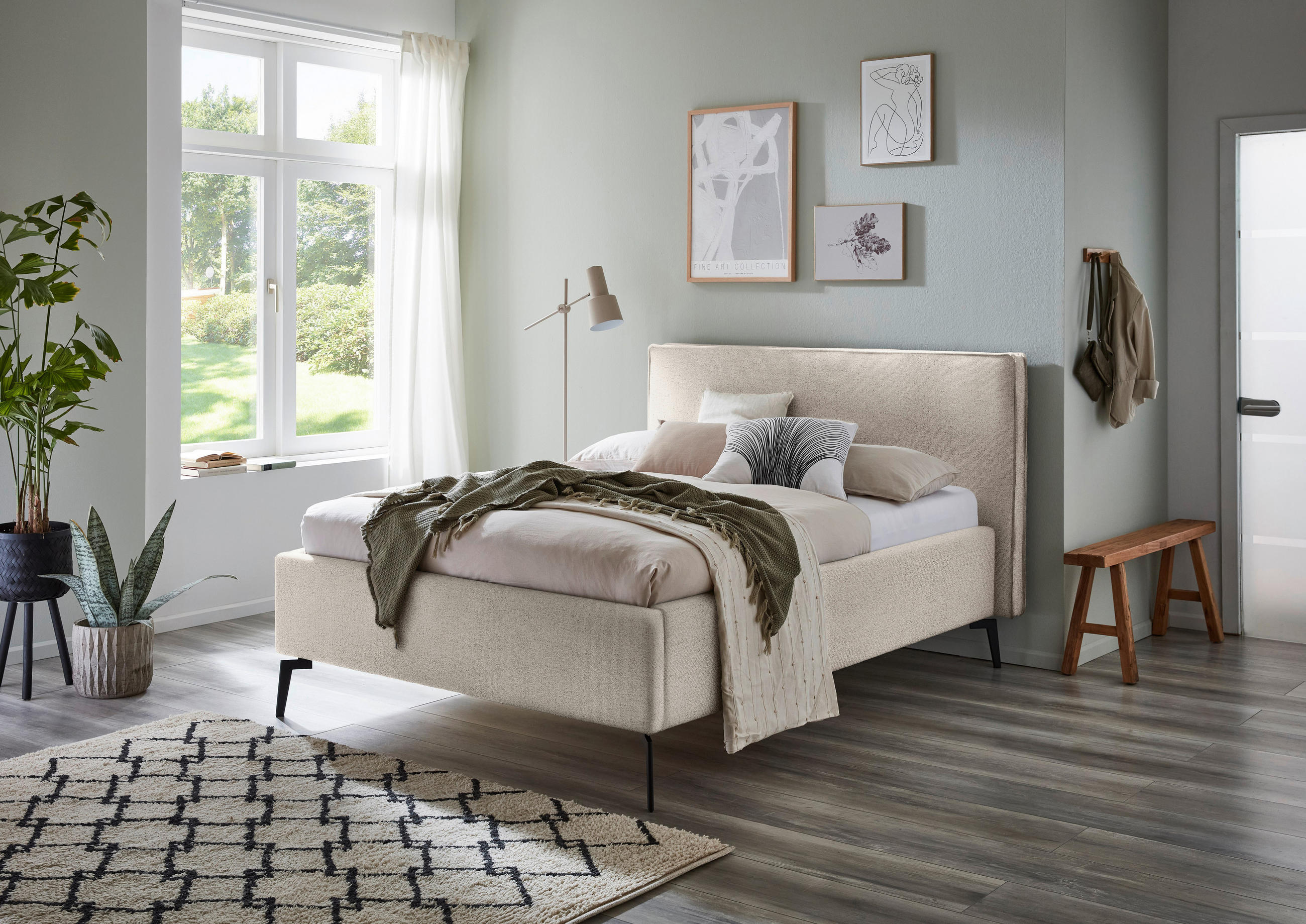 POLSTERBETT 140/200 cm in Beige - Beige/Schwarz, Design, Textil/Metall (140/200cm) - home24