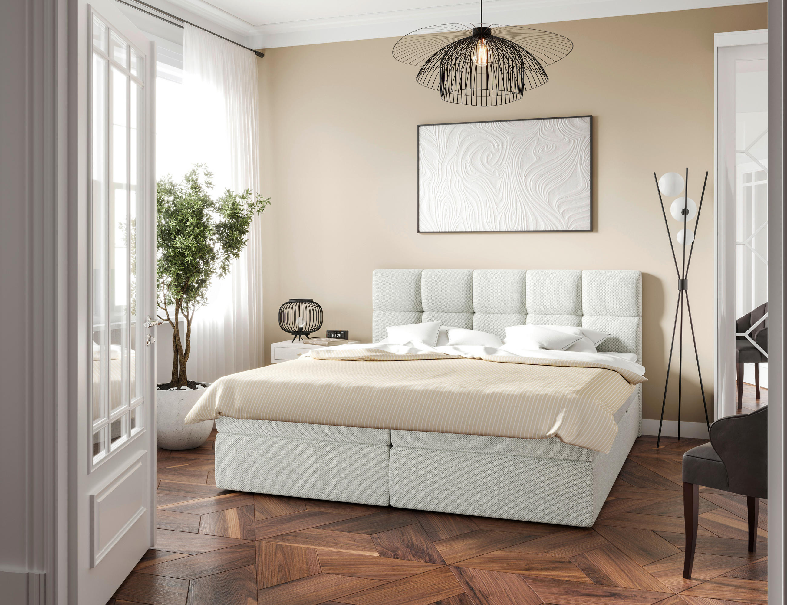 BOXBETT 200/220 cm  in Weiß  - Schwarz/Weiß, MODERN, Holz/Kunststoff (200/220cm) - MID.YOU