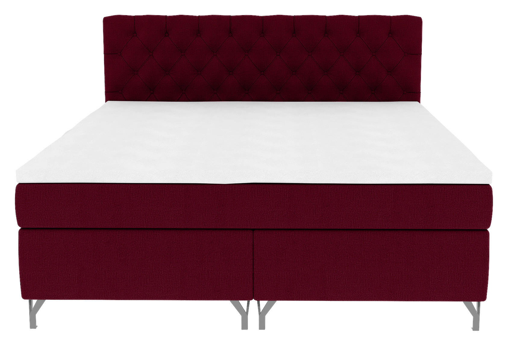 Thumbnail - Boxxx Boxspringbett, Weinrot, Textil, H3, Höhe ca. 18 cm, 180x200 cm, in verschiedenen Größen erhältlich, Topper durchge...