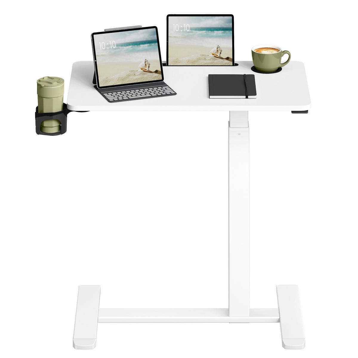 LAPTOPTISCH 70/40/65-102 cm Weiß höhenverstellbar, Kabeldurchlass, Getränkehalter  - Weiß, Basics, Holzwerkstoff/Kunststoff (70/40/65-102cm) - Boxxx