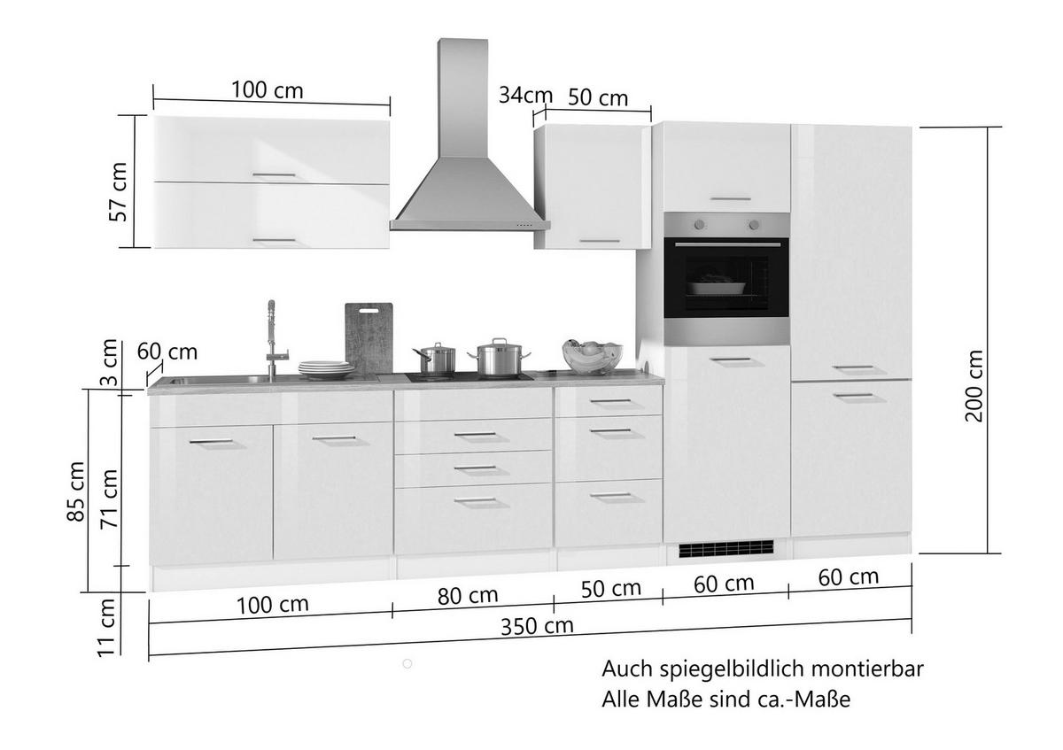 KÜCHENBLOCK 350 cm   in Graphitfarben  - Silberfarben/Graphitfarben, Modern, Holzwerkstoff/Metall (350cm) - Held
