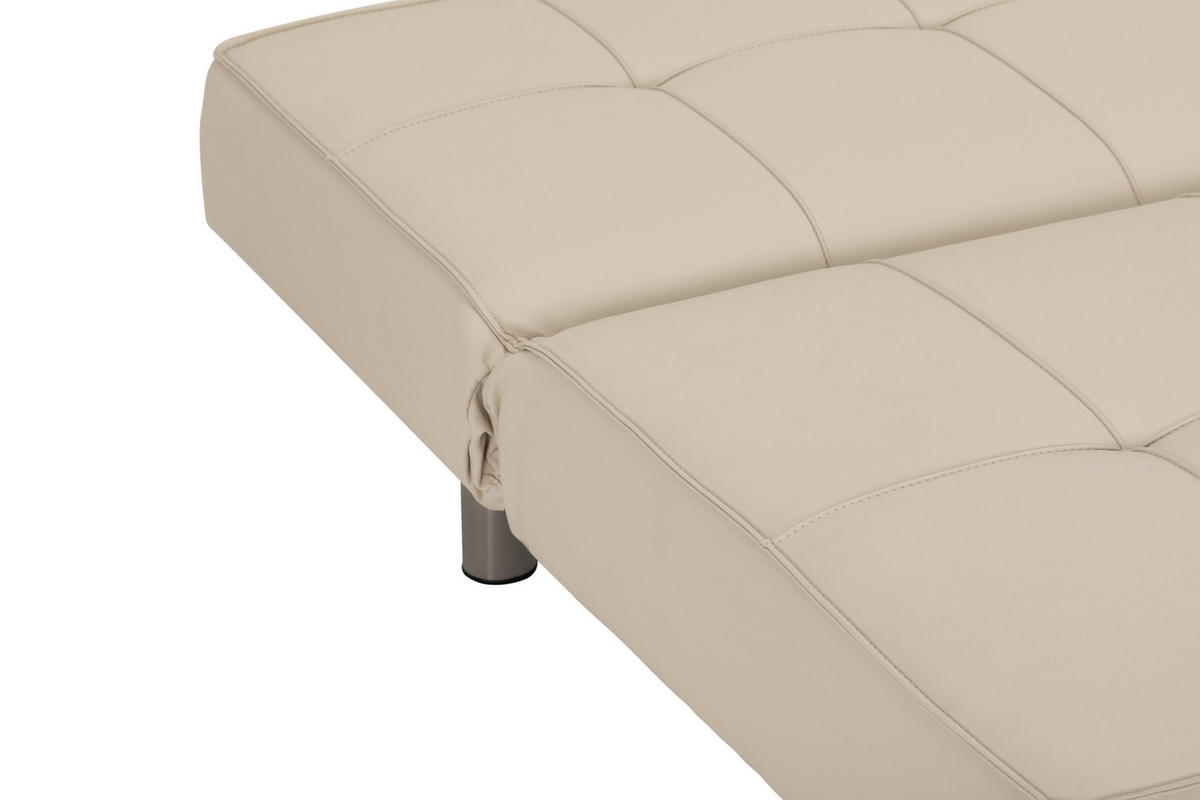 SCHLAFSOFA Lederlook Creme  - Silberfarben/Creme, Basics, Textil/Metall (179/74/91cm) - P & B