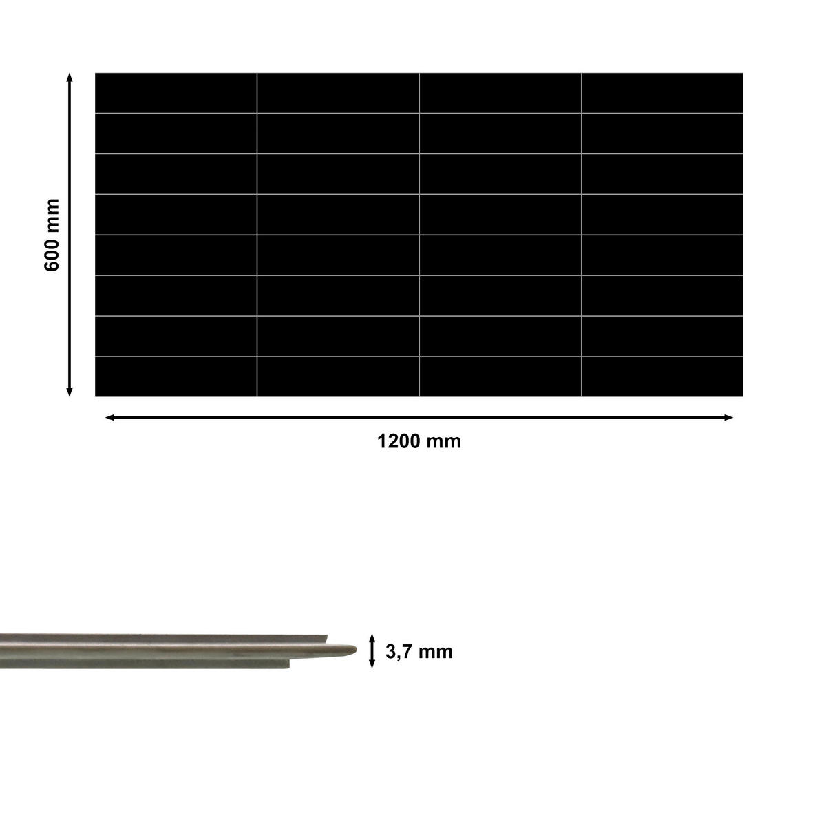 WANDPANEEL Revêt Design-Wandfliesen 3 Stück Schwarz Hochglanz  - Schwarz Hochglanz, MODERN, Kunststoff (120/60/0,37cm)