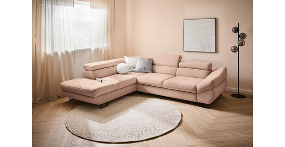 ECKSOFA in Webstoff Altrosa  - Schwarz/Altrosa, Design, Textil/Metall (235/280cm) - Hom`in