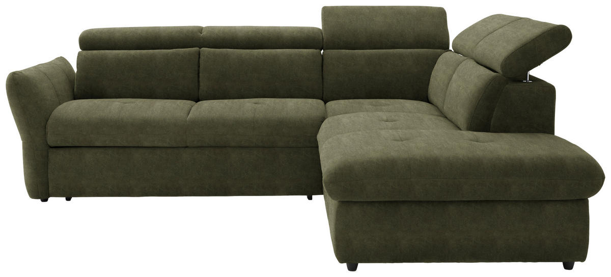 ECKSOFA  in Mikrofaser Grün  254/224 cm  - Schwarz/Grün, Design, Kunststoff/Textil (254/224cm) - Stylife