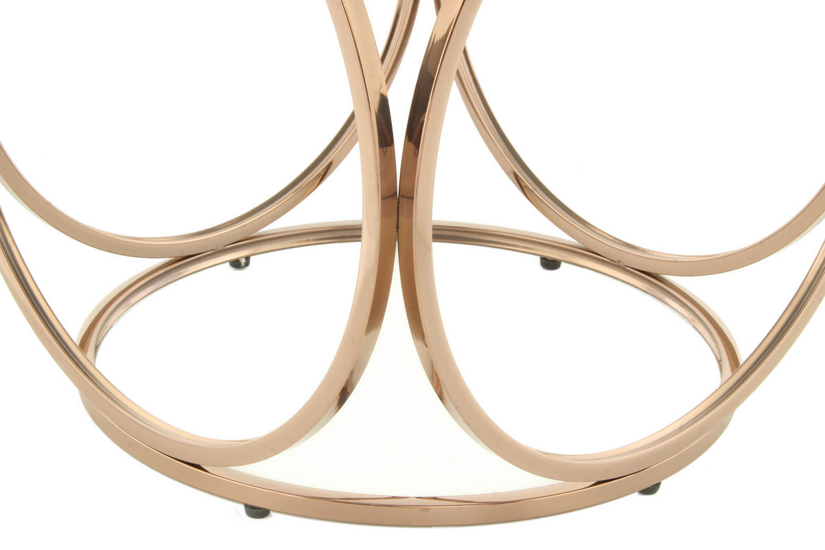 BEISTELLTISCH 50/50/52 cm Grau, Roségold rund  - Roségold/Grau, Design, Glas/Metall (50/50/52cm) - Kayoom