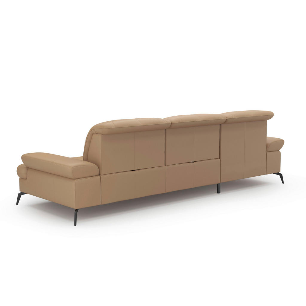 Thumbnail - Sit & More Ecksofa, Cappuccino, Leder, Echtleder, Nappaleder, 4,5-Sitzer, Ottomane links, L-Form, 279x185 cm, Goldenes M...