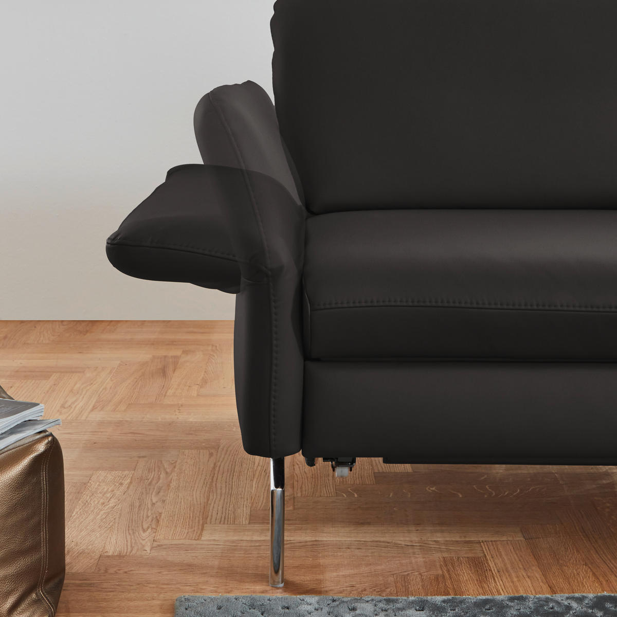 ECKSOFA in Echtleder Grau  284/220 cm  - Alufarben/Grau, KONVENTIONELL, Leder/Metall (284/220cm) - Beldomo Premium