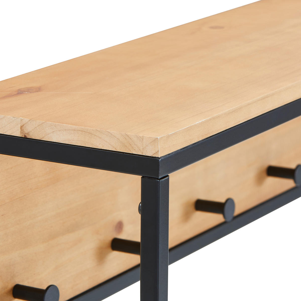 WANDGARDEROBE  in Tanne vollmassiv Naturfarben, Schwarz  - Schwarz/Naturfarben, Design, Holz/Metall (79/22/20cm) - MID.YOU