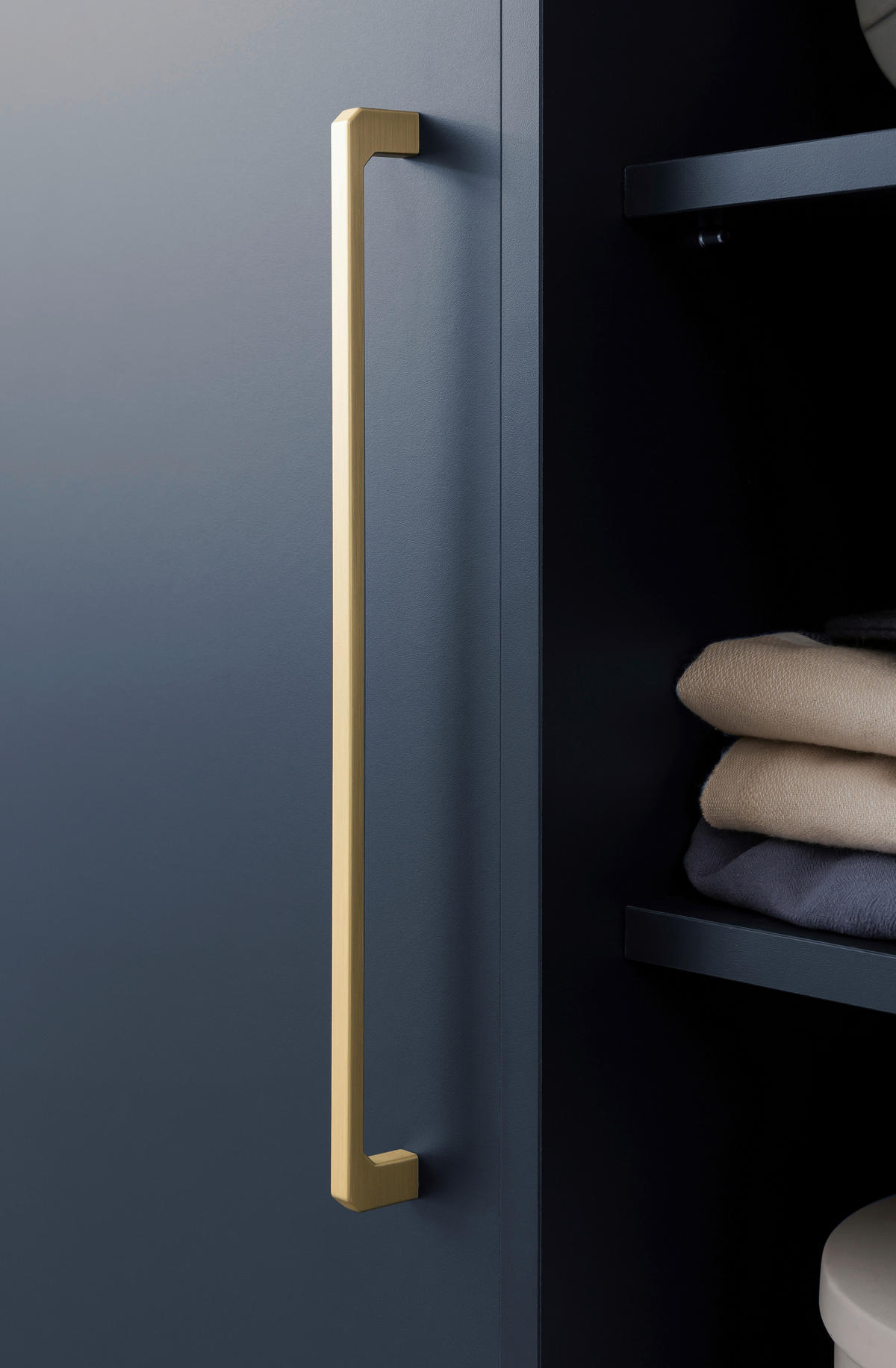 MIDISCHRANK 67,1/117,4/33,1 cm  - Goldfarben/Dunkelblau, MODERN, Holzwerkstoff/Metall (67,1/117,4/33,1cm) - Stylife