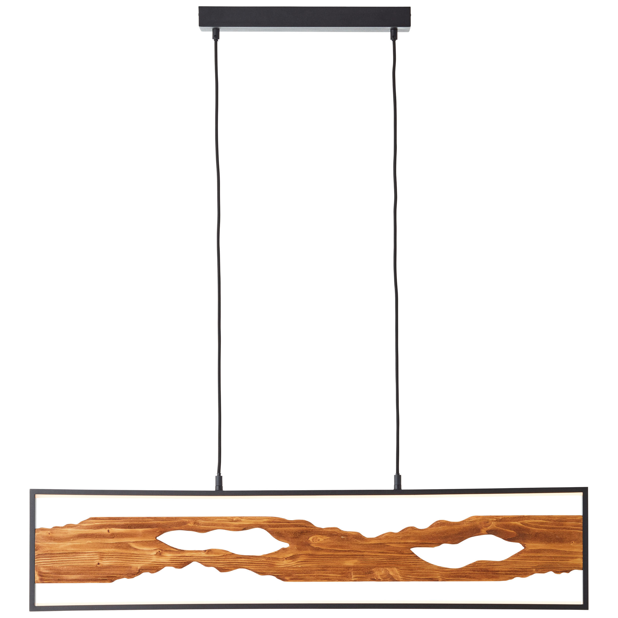 LED-HÄNGELEUCHTE Chaumont 150/20/100 cm  - Schwarz/Braun, Natur, Holz/Metall (150/20/100cm) - Brilliant