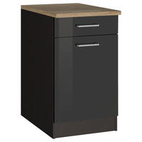 KÜCHENUNTERSCHRANK 50/85/60 cm  in Graphitfarben  - Silberfarben/Graphitfarben, MODERN, Holzwerkstoff/Metall (50/85/60cm) - Held