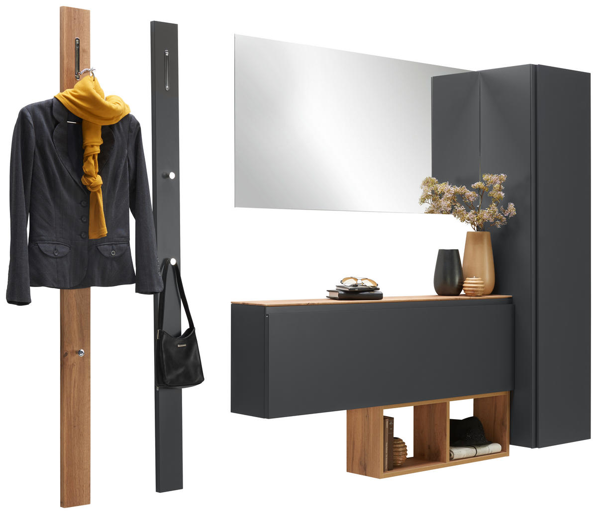 SCHUHKIPPER  in 136/41/22 cm  - Eichefarben/Anthrazit, Design, Holzwerkstoff (136/41/22cm) - Moderano