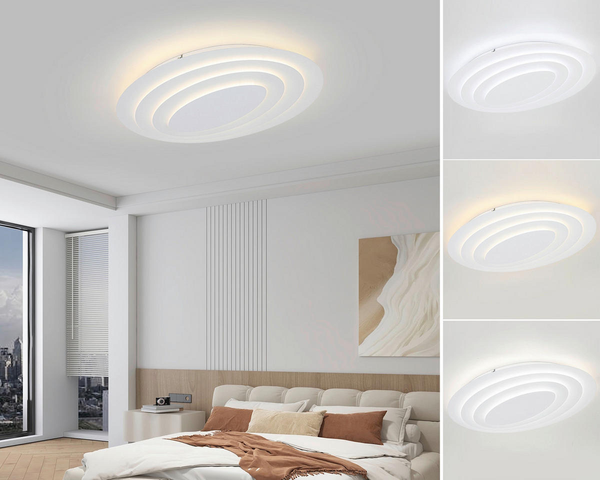 DECKENLEUCHTE    60/43/9 cm  - Weiß, Design, Kunststoff/Metall (60/43/9cm) - Collet's Monde