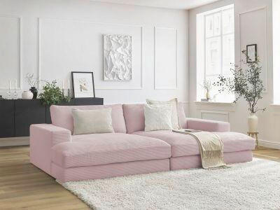 BIGSOFA LEONARD Cord Lila  - Lila/Schwarz, MODERN, Kunststoff/Textil (274/77/159cm)