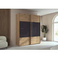 SCHWEBETÜRENSCHRANK 181/223/68 cm 2-türig Schwarz, Eiche Artisan  - Eichefarben/Schwarz, Design, Glas/Holzwerkstoff (181/223/68cm) - Xora