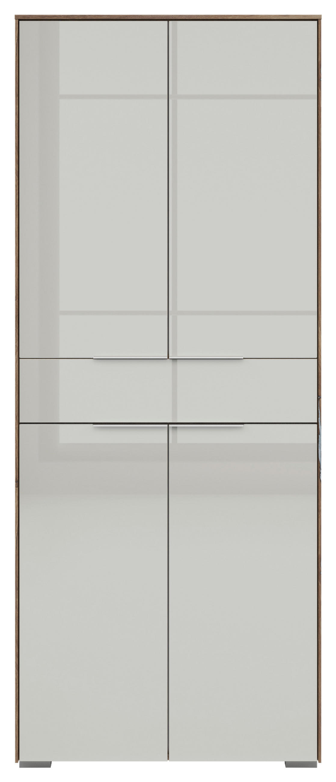 AKTENSCHRANK Hellgrau, Eiche dunkel  - Eiche dunkel/Hellgrau, KONVENTIONELL, Glas/Holzwerkstoff (81/199/37cm) - Voleo