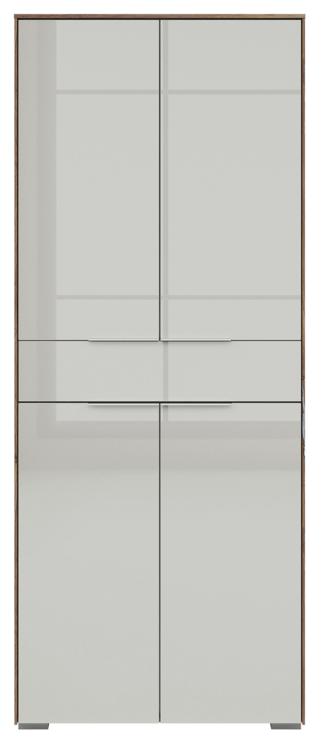 SCHRANK - Eiche dunkel/Hellgrau, KONVENTIONELL, Glas/Holzwerkstoff (81/199/37cm) - Voleo