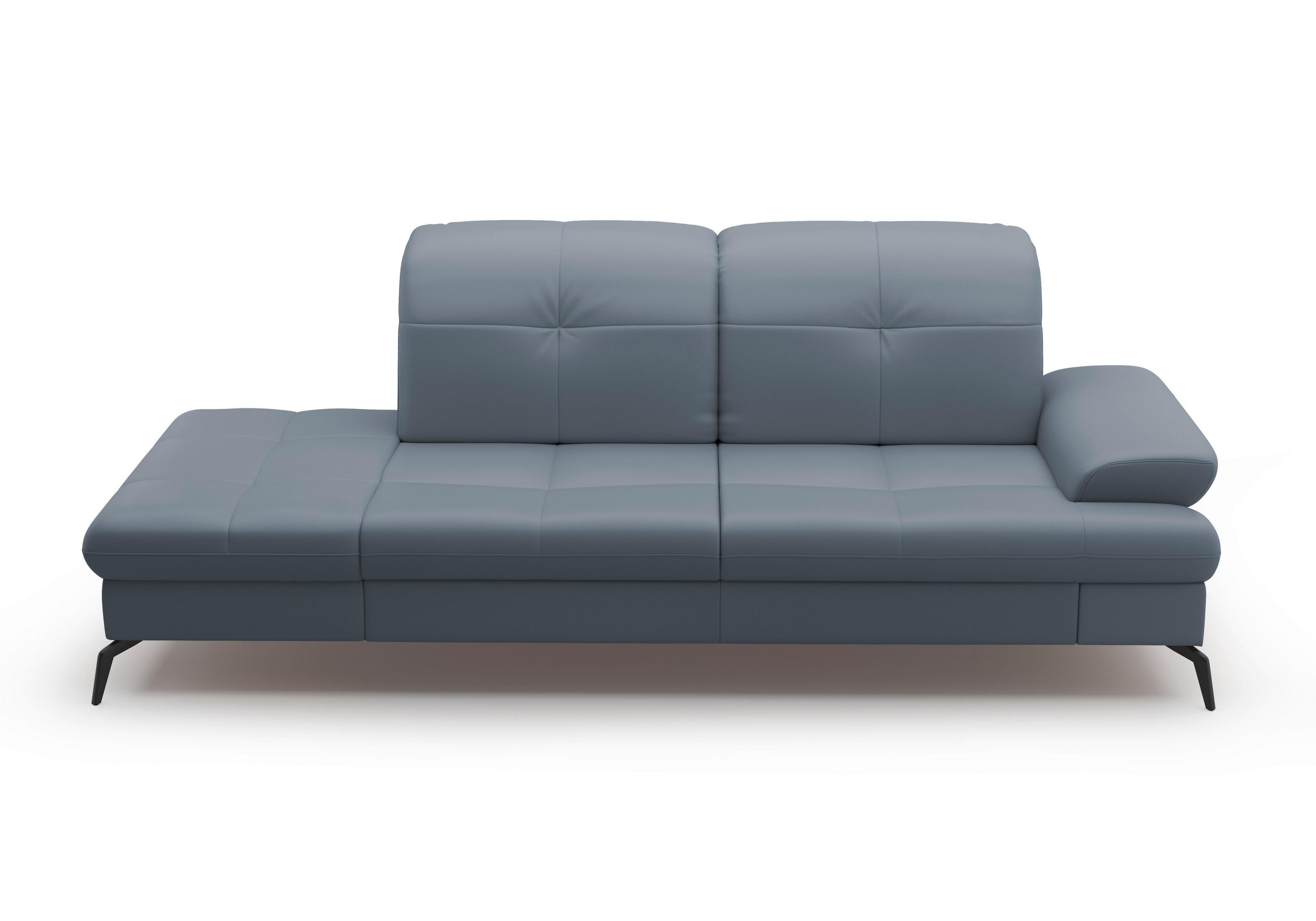 RÉCAMIERE Graublau Kombination Echtleder/Stoff Vliesstoff  - Graublau/Schwarz, KONVENTIONELL, Leder/Textil (231/90/122cm) - Sit & More