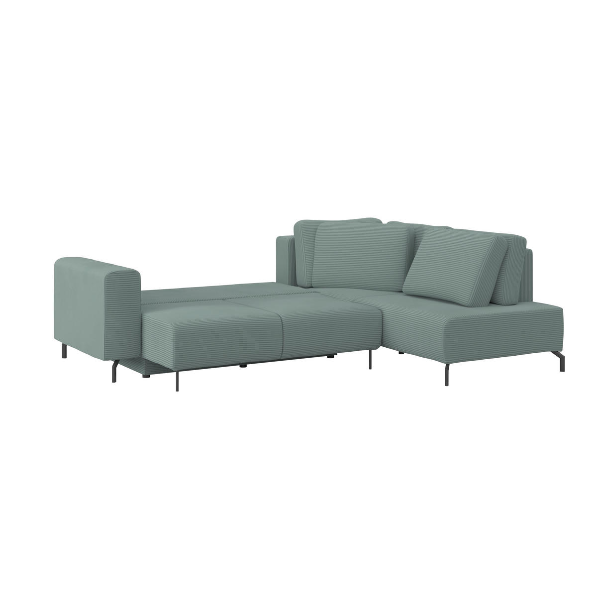 ECKSOFA Graugrün Cord  - Schwarz/Graugrün, MODERN, Textil (272/210cm) - P & B