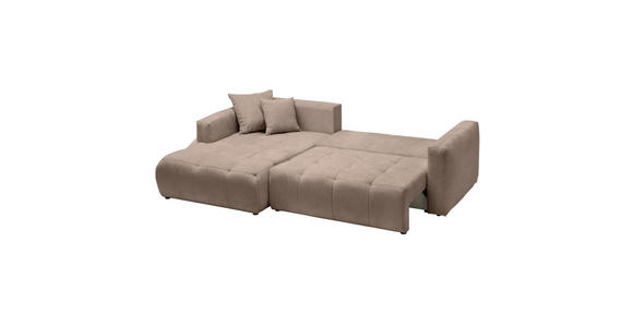 ECKSOFA in Chenille Hellbraun  - Hellbraun/Schwarz, MODERN, Kunststoff/Textil (172/276cm) - Hom`in