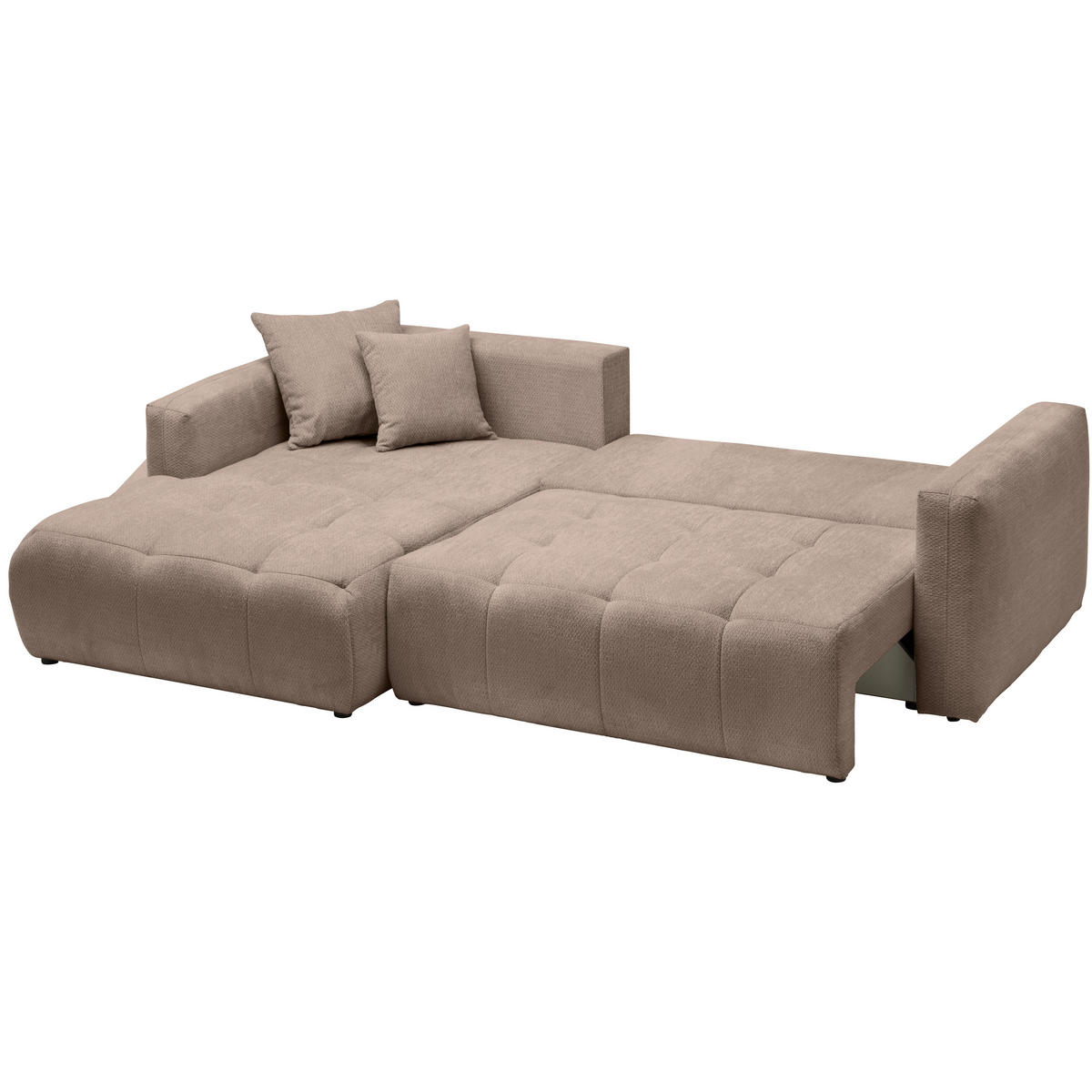 ECKSOFA in Chenille Hellbraun  - Hellbraun/Schwarz, Modern, Kunststoff/Textil (172/276cm) - Hom`in
