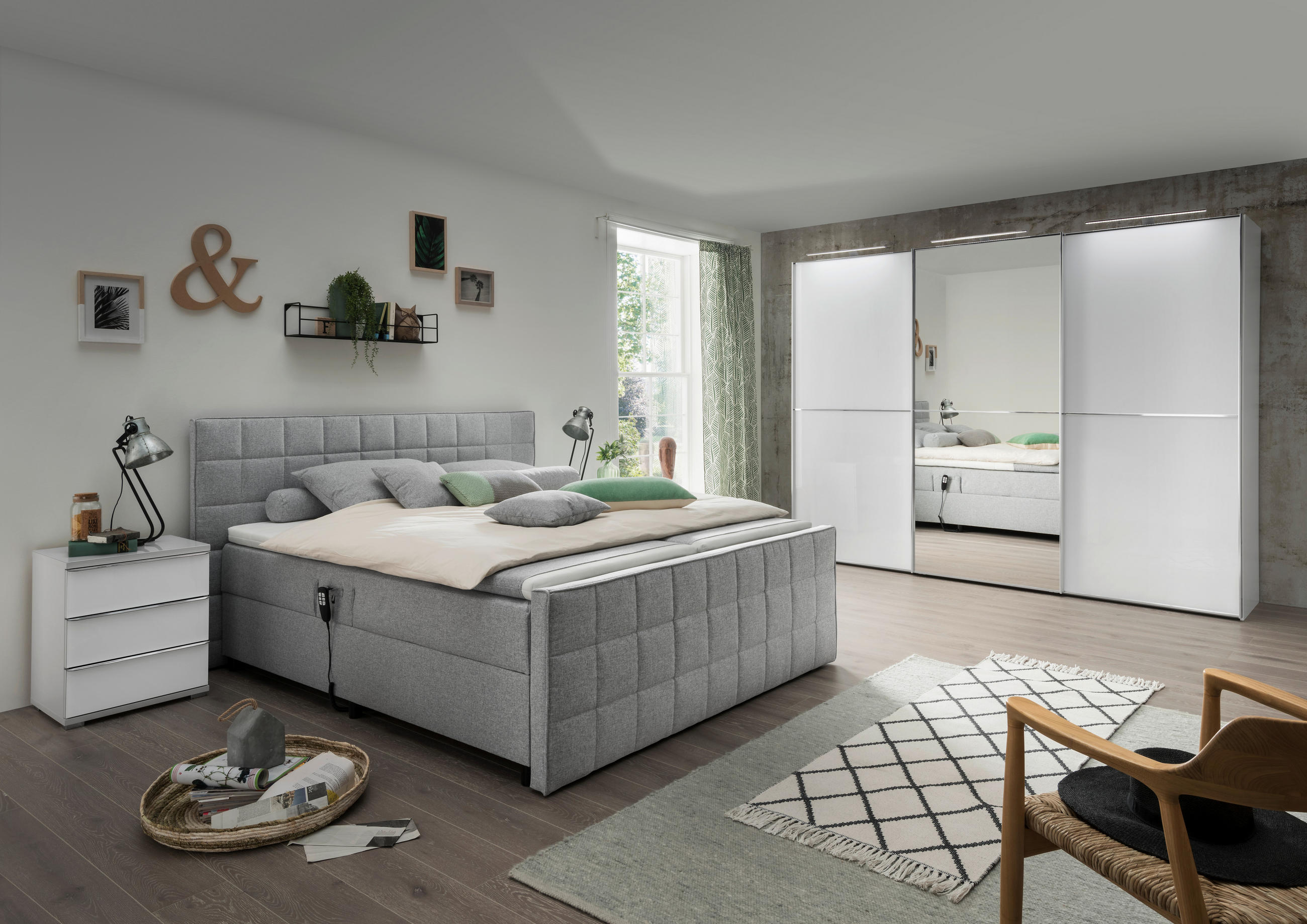 POLSTERBETT 180/200 cm in Hellgrau - Hellgrau/Schwarz, Design, Kunststoff/Textil (180/200cm) - Esposa