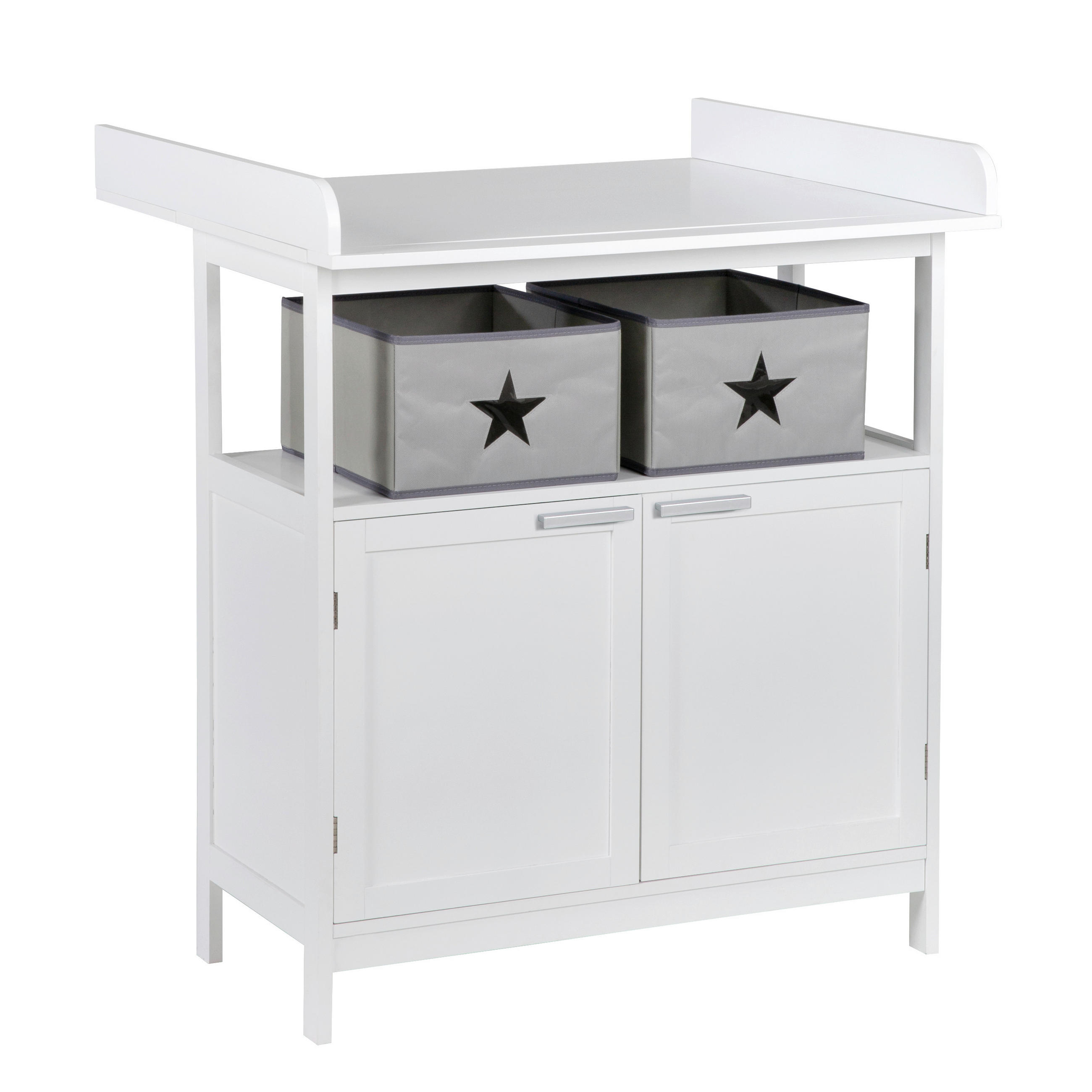 WICKELKOMMODE roba Hamburg Weiß  - Silberfarben/Weiß, Basics, Holzwerkstoff/Kunststoff (87/100/75/40cm) - Roba