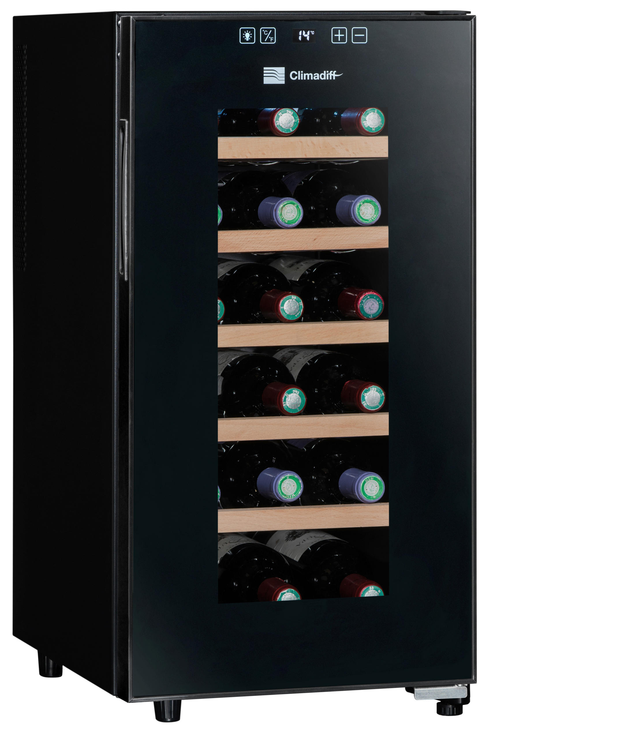 WEINKÜHLSCHRANK CC18F  - Schwarz, Basics, Glas (34,5/67,0/48,5cm)