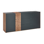 SIDEBOARD Anthrazit, Eichefarben  194/90/49 cm  - Eichefarben/Anthrazit, Design, Glas/Holz (194/90/49cm) - Valnatura