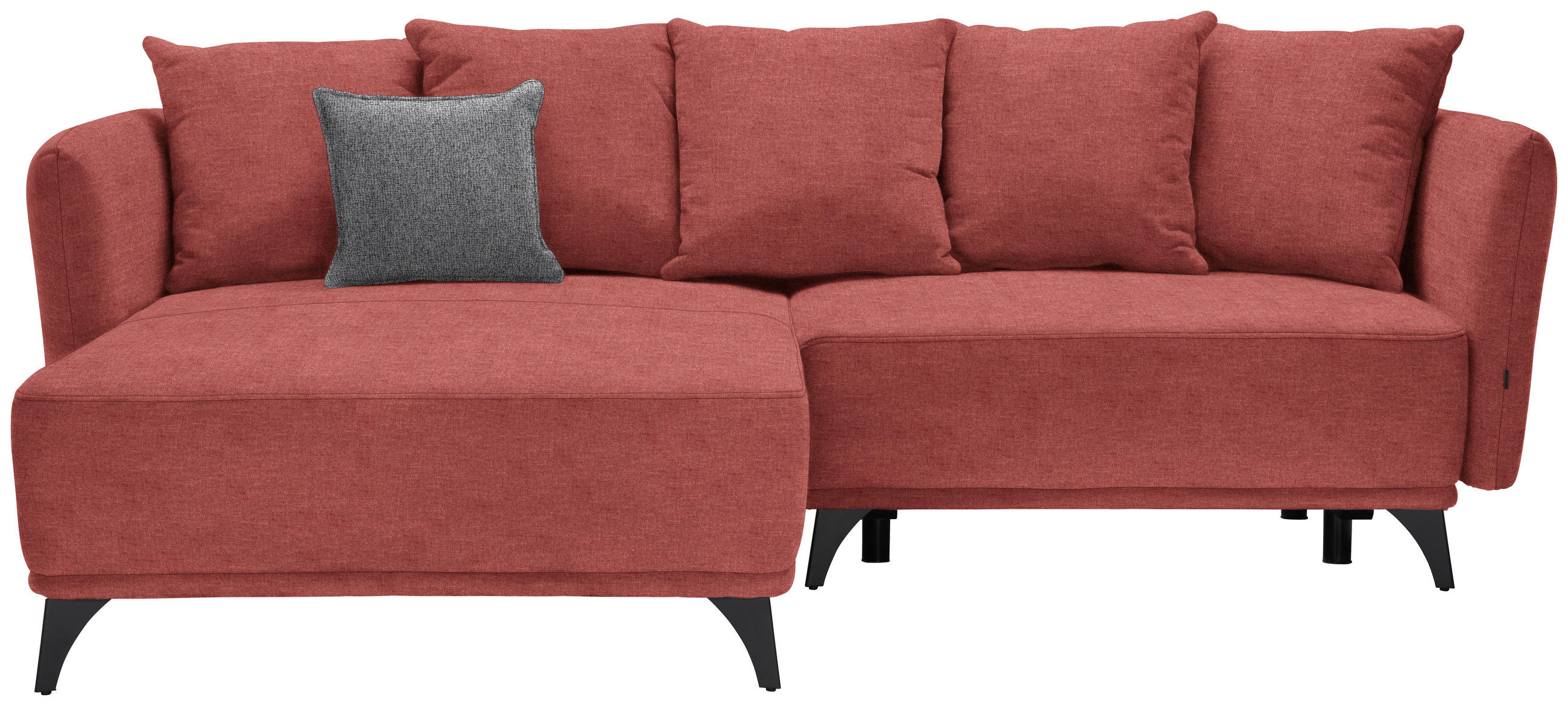 ECKSOFA in Chenille Dunkelrot  172/255 cm  - Schwarz/Grau, LIFESTYLE, Textil/Metall (172/255cm) - Carryhome