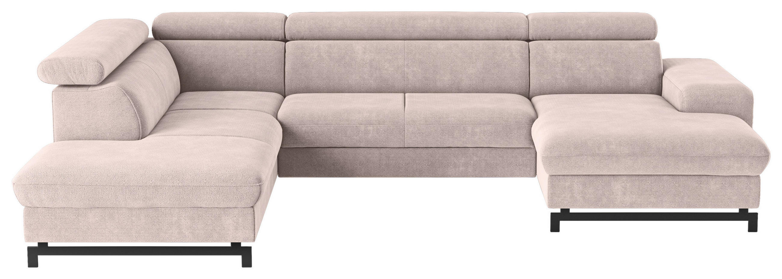 WOHNLANDSCHAFT Creme Chenille  - Creme/Schwarz, Textil/Metall (215/328/165cm) - MID.YOU