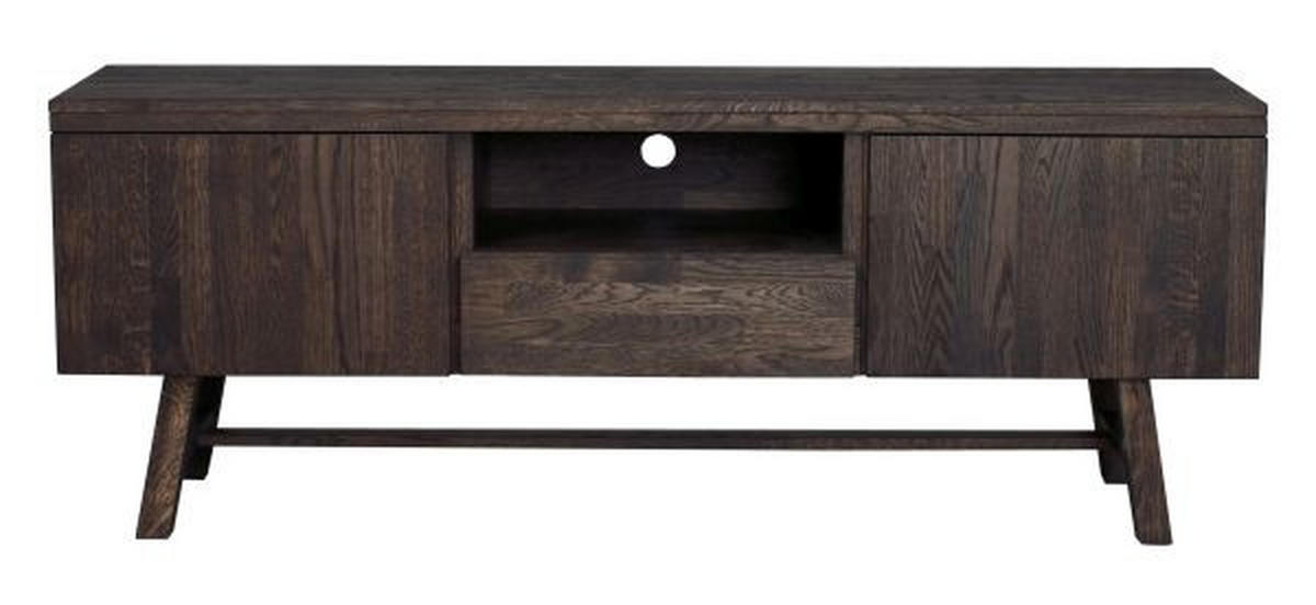 TV-BÄNK i massiv ek mörkbrun  - mörkbrun, Design, trä (160/60/45cm) - Rowico