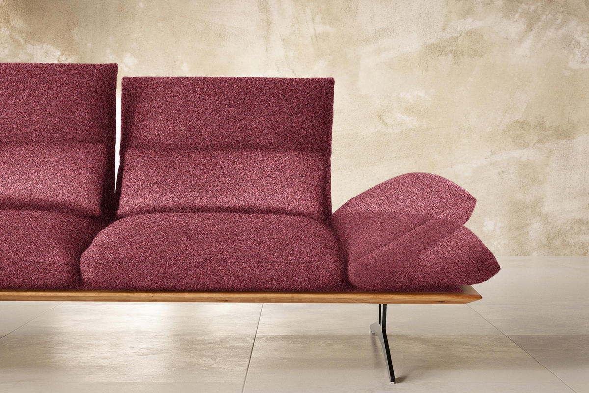 ECKSOFA in Flachgewebe Rot  - Rot/Schwarz, Design, Holz/Textil (159/314cm) - Dieter Knoll