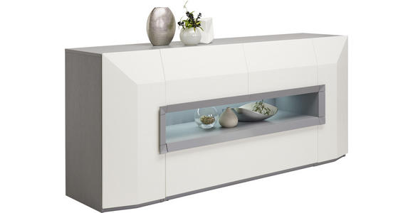 SIDEBOARD Porto in 200/90/52 cm - Hellgrau/Schwarz, Design, Holz/Holzwerkstoff (200/90/52cm) - Ambiente