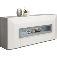 SIDEBOARD 200/90/52 cm  in Weiß, Hellgrau  - Hellgrau/Schwarz, Design, Holz/Holzwerkstoff (200/90/52cm) - Ambiente