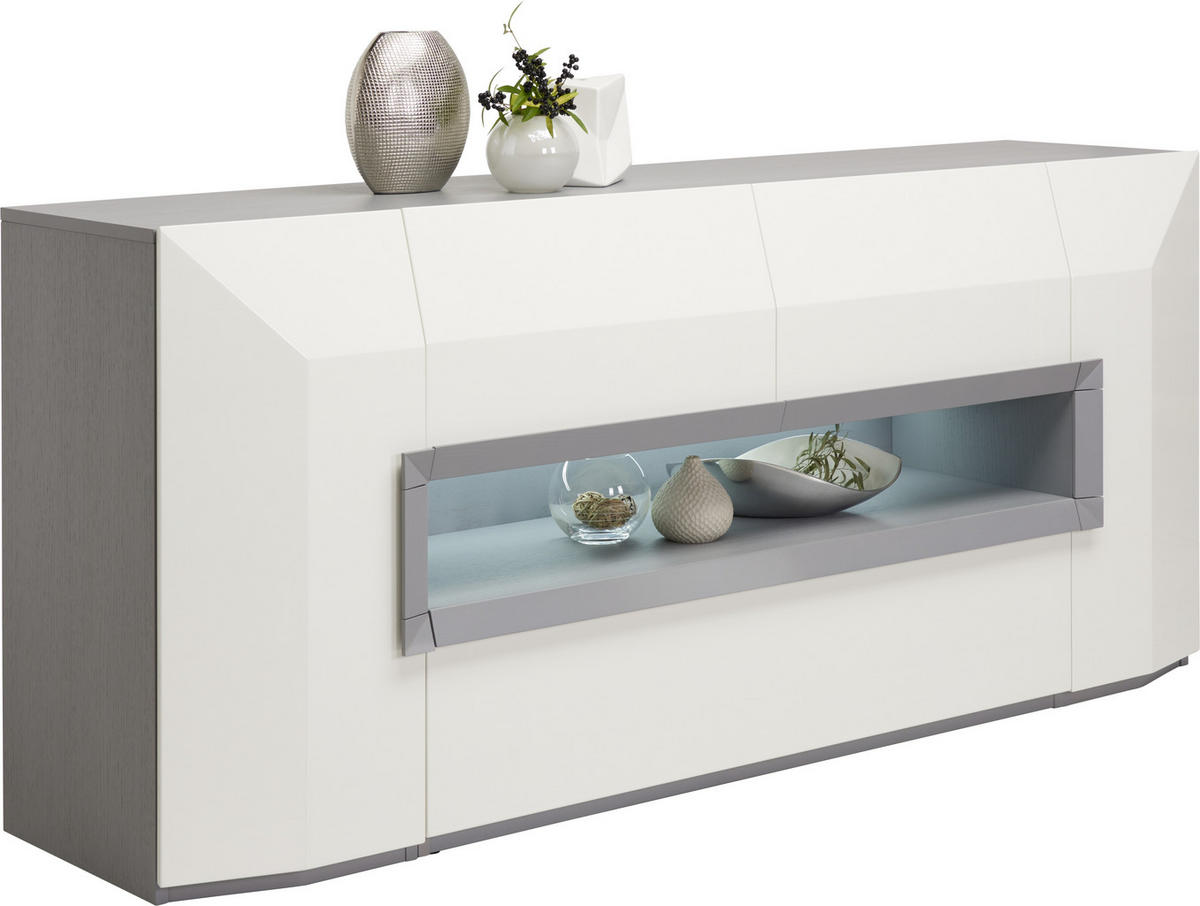 SIDEBOARD Porto  in 200/90/52 cm  - Hellgrau/Schwarz, Design, Holz/Holzwerkstoff (200/90/52cm) - Ambiente